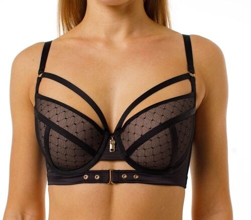 89122-18 COQUETTE REVUE Бюстгальтер METALLIQUE черный с нюдом 75C